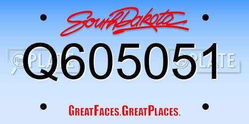 Q605051 South Dakota License Plate