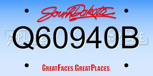 Q60940B South Dakota License Plate