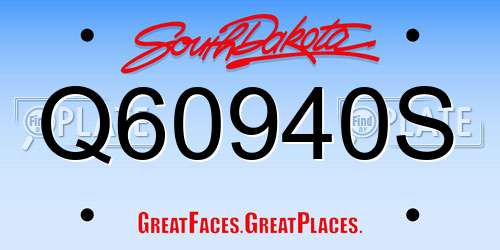 Q60940S South Dakota License Plate