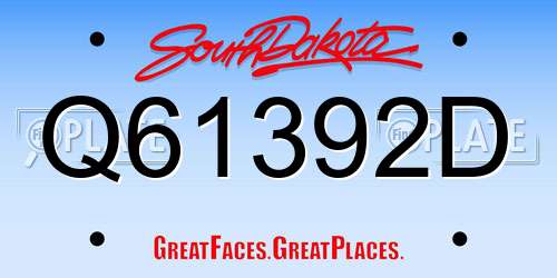 Q61392D South Dakota License Plate