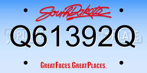 Q61392Q South Dakota License Plate