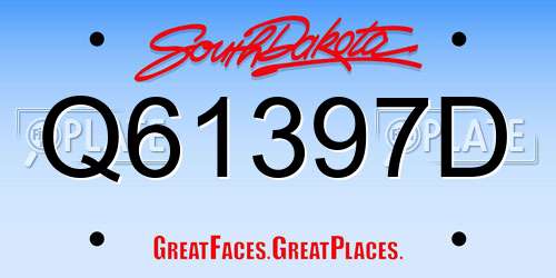 Q61397D South Dakota License Plate