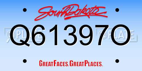 Q61397O South Dakota License Plate