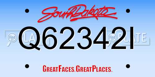 Q62342I South Dakota License Plate
