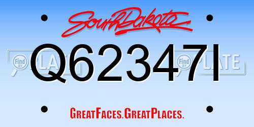 Q62347I South Dakota License Plate