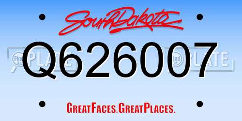 Q626007 South Dakota License Plate