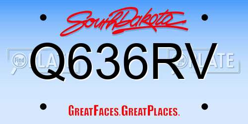 Q636RV South Dakota License Plate