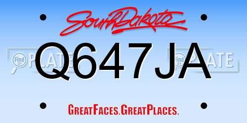 Q647JA South Dakota License Plate