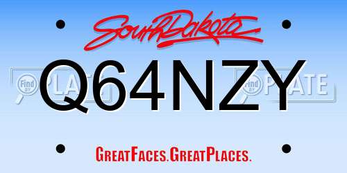 Q64NZY South Dakota License Plate