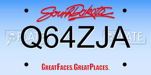 Q64ZJA South Dakota License Plate