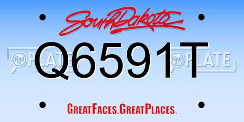 Q6591T South Dakota License Plate
