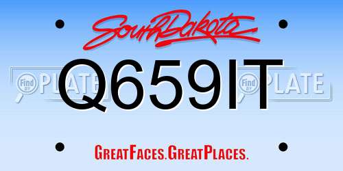 Q659IT South Dakota License Plate