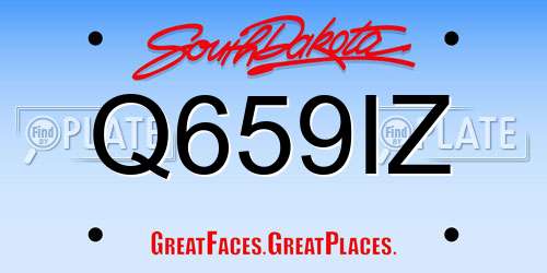 Q659IZ South Dakota License Plate