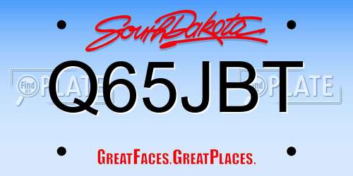 Q65JBT South Dakota License Plate