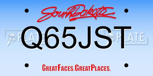 Q65JST South Dakota License Plate
