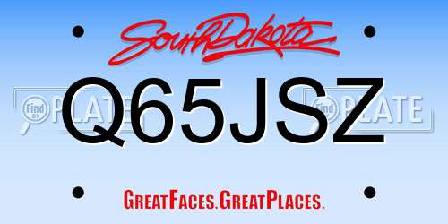 Q65JSZ South Dakota License Plate