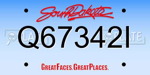 Q67342I South Dakota License Plate