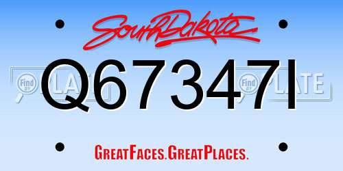 Q67347I South Dakota License Plate