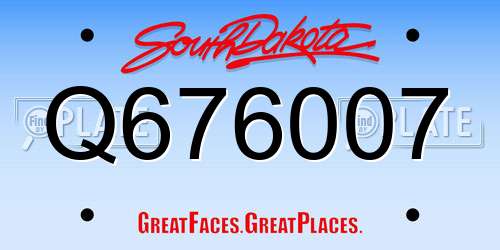 Q676007 South Dakota License Plate
