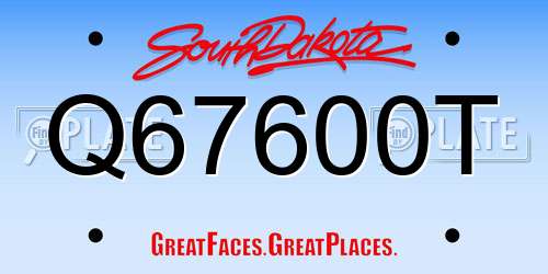 Q67600T South Dakota License Plate