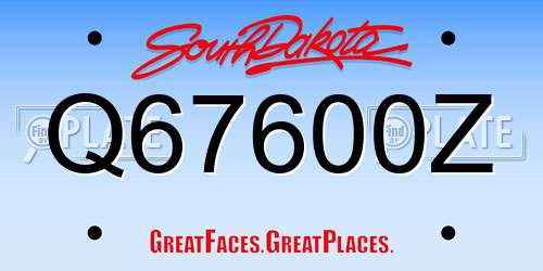 Q67600Z South Dakota License Plate