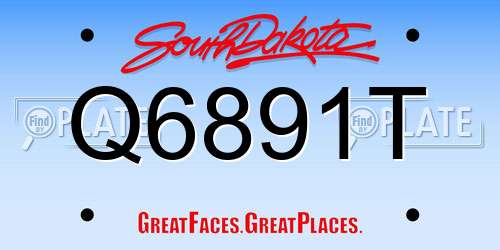 Q6891T South Dakota License Plate