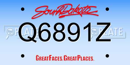 Q6891Z South Dakota License Plate