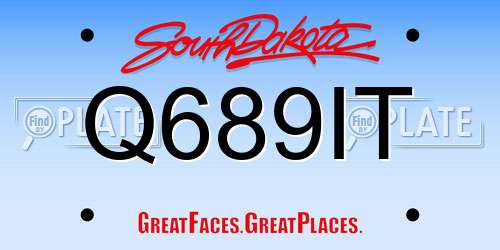 Q689IT South Dakota License Plate