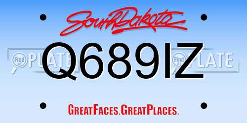 Q689IZ South Dakota License Plate