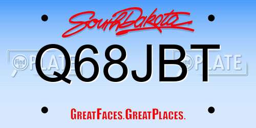 Q68JBT South Dakota License Plate