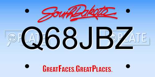 Q68JBZ South Dakota License Plate