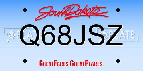 Q68JSZ South Dakota License Plate