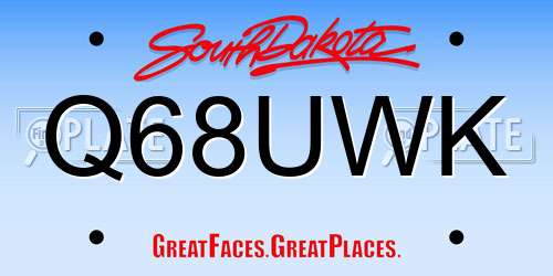 Q68UWK South Dakota License Plate