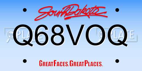 Q68VOQ South Dakota License Plate