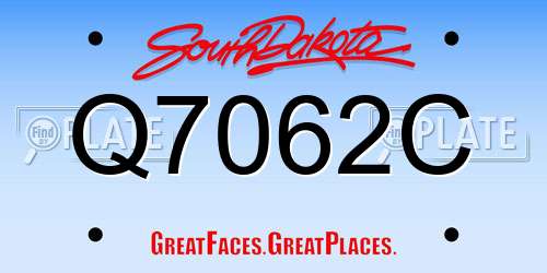 Q7062C South Dakota License Plate