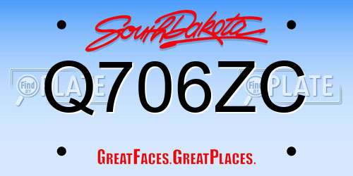 Q706ZC South Dakota License Plate