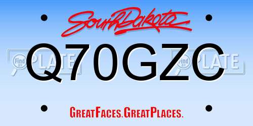 Q70GZC South Dakota License Plate