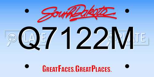 Q7122M South Dakota License Plate
