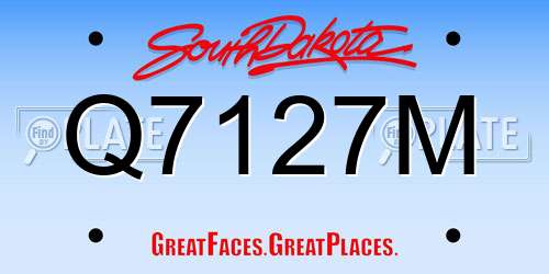 Q7127M South Dakota License Plate