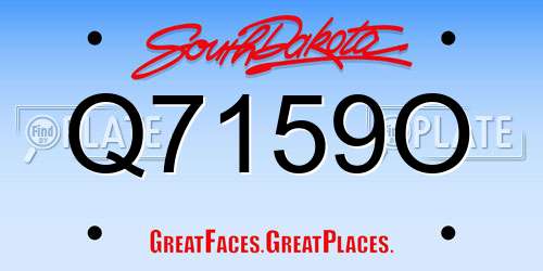 Q7159O South Dakota License Plate