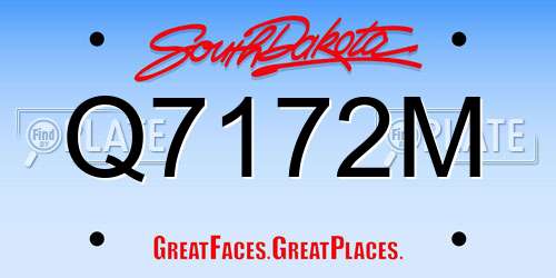 Q7172M South Dakota License Plate