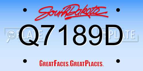 Q7189D South Dakota License Plate