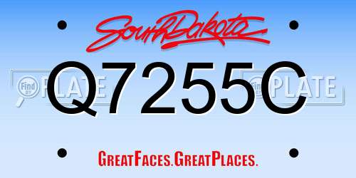Q7255C South Dakota License Plate