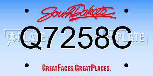 Q7258C South Dakota License Plate