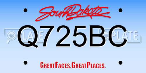 Q725BC South Dakota License Plate
