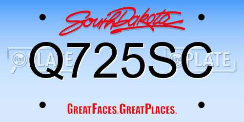 Q725SC South Dakota License Plate
