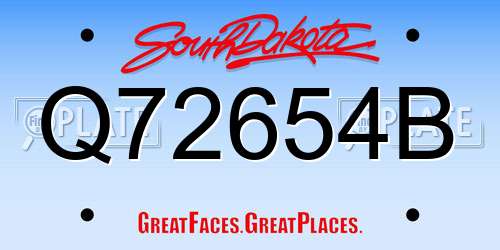 Q72654B South Dakota License Plate