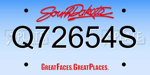 Q72654S South Dakota License Plate