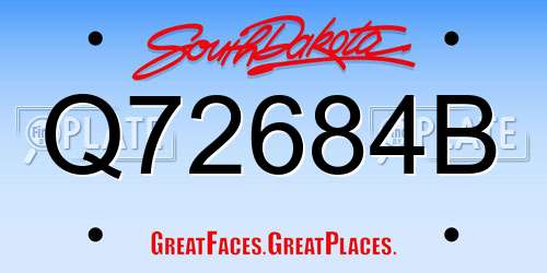 Q72684B South Dakota License Plate