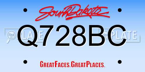 Q728BC South Dakota License Plate